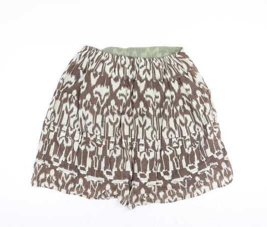 Kush Womens Brown Geometric Cotton A-Line Skirt Size 12 Zip
