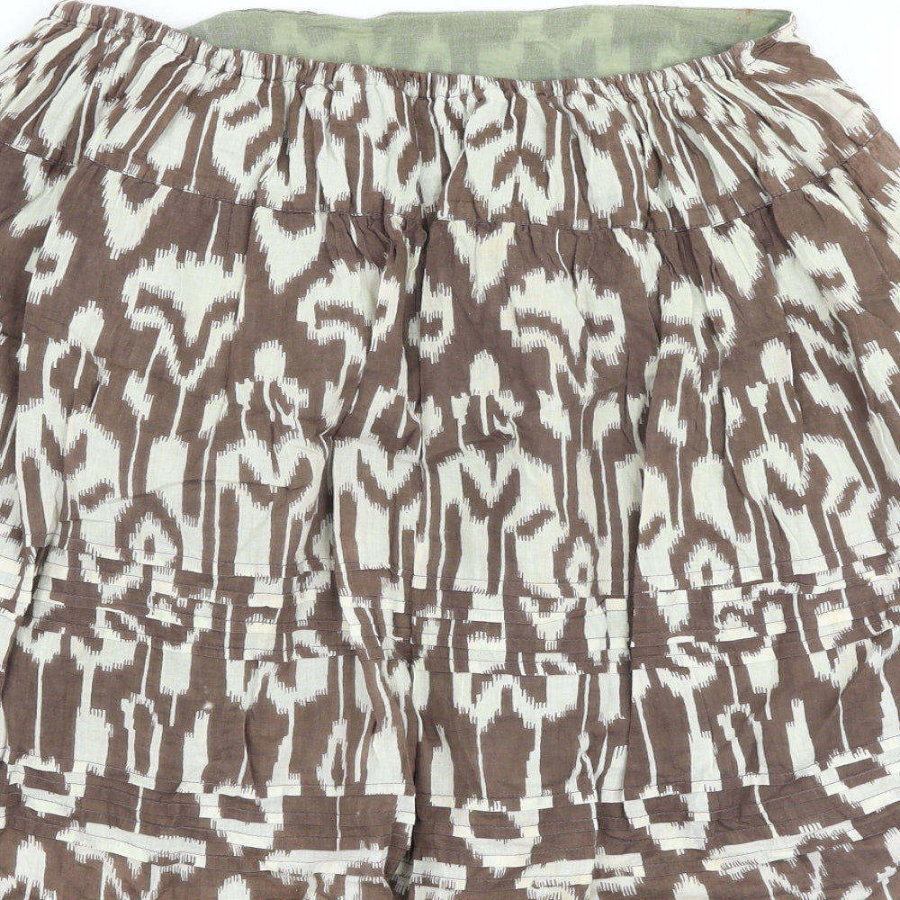 Kush Womens Brown Geometric Cotton A-Line Skirt Size 12 Zip