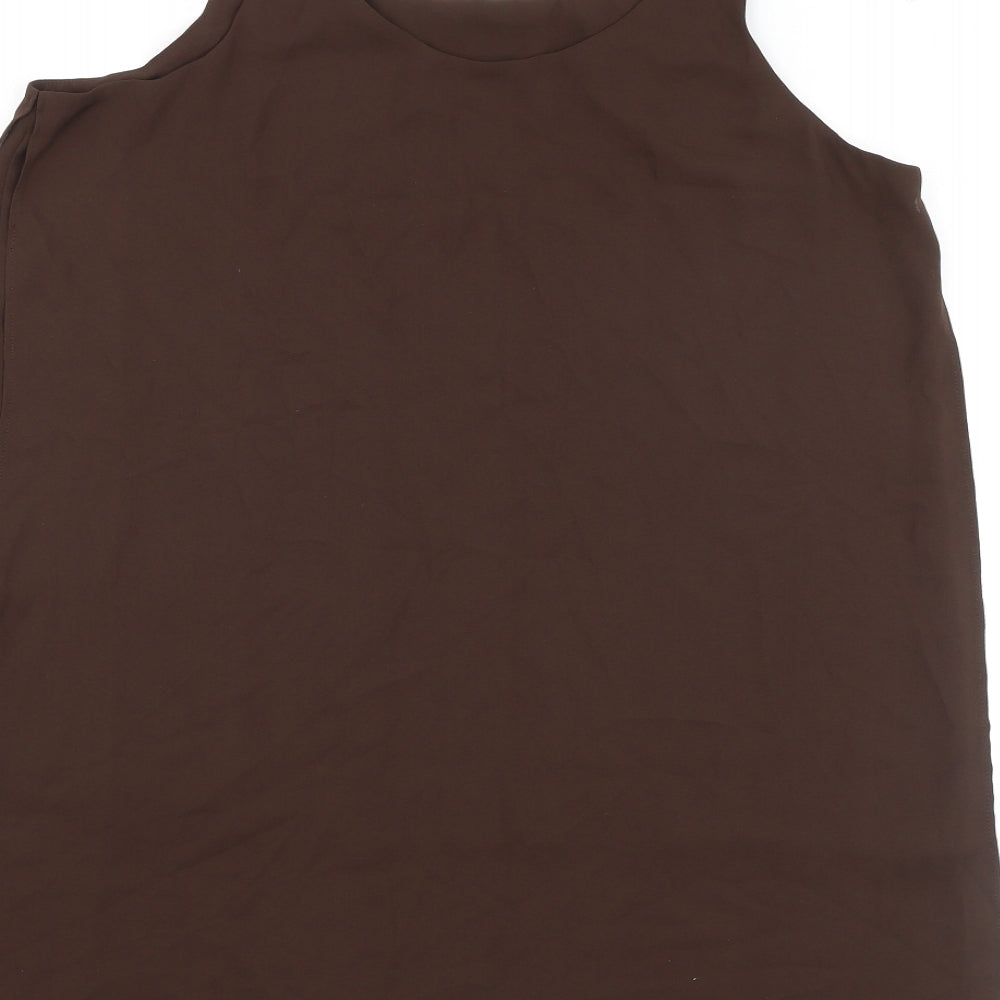 Dorothy Perkins Womens Brown Polyester Basic Tank Size 14 V-Neck