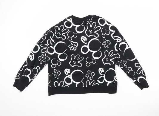 Disney Womens Black Geometric Polyester Pullover Sweatshirt Size S Pullover - Mickey Mouse