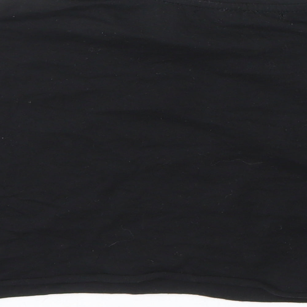 Pull&Bear Womens Black 100% Cotton Cropped T-Shirt Size XS Crew Neck