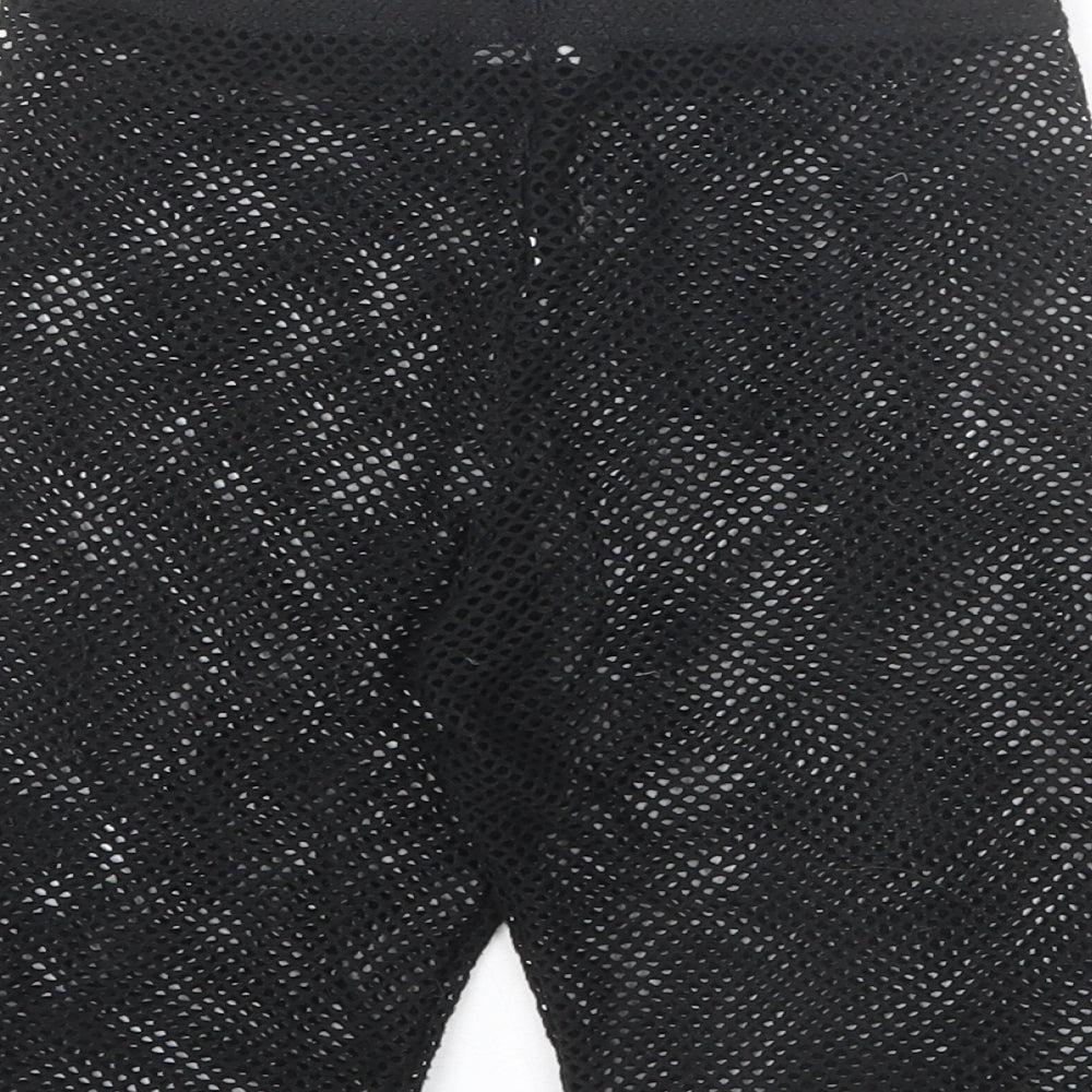 PRETTYLITTLETHING Womens Black Polyester Biker Shorts Size 24 in L8 in Regular Pull On