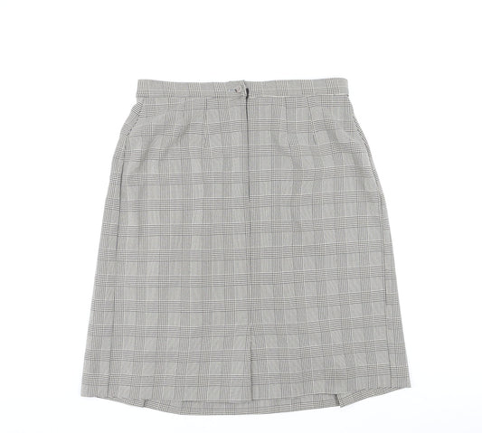 St Michael Womens Brown Plaid Polyester Pleated Skirt Size 18 Zip