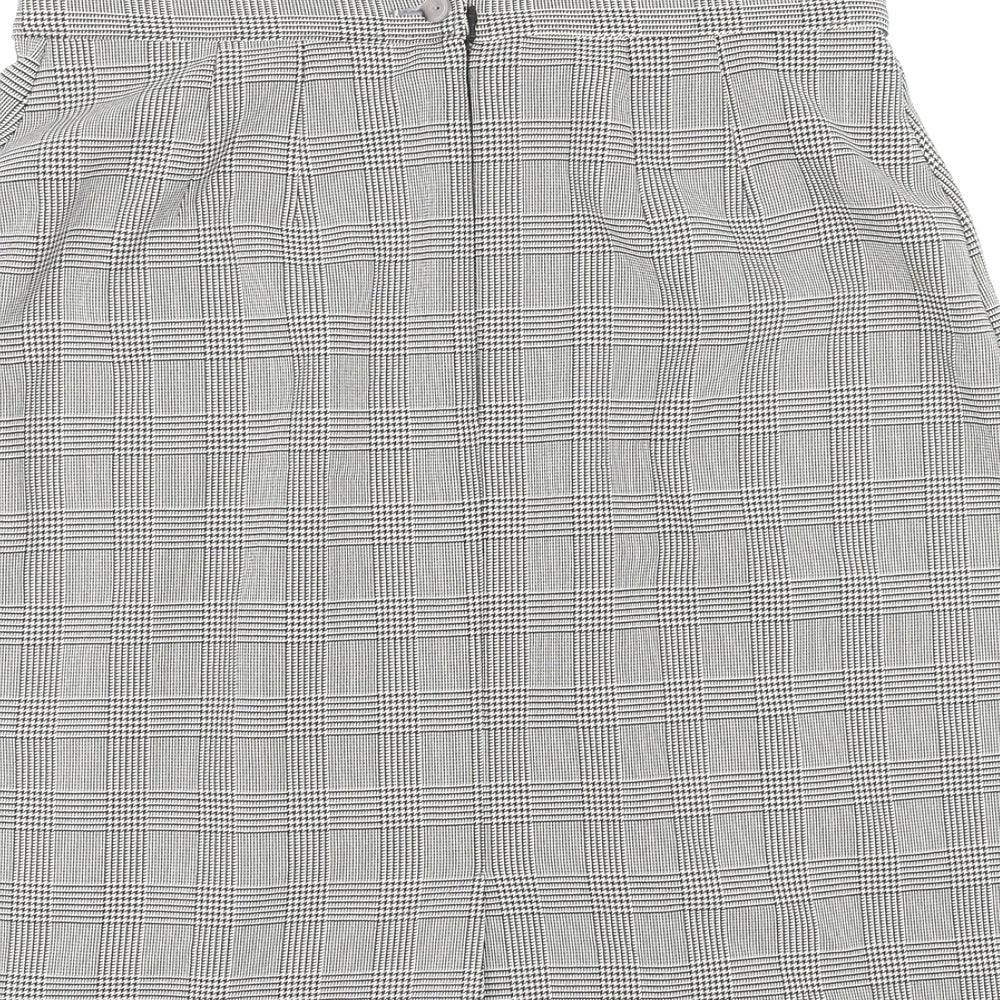 St Michael Womens Brown Plaid Polyester Pleated Skirt Size 18 Zip