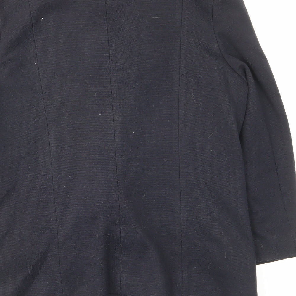 Brand and care label for ASOS women’s blue jacket blazer, size UK 16, button