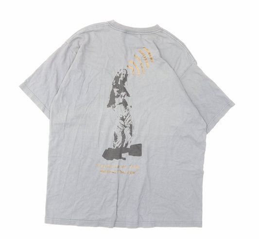 swampbreed Mens Grey Cotton T-Shirt Size M Crew Neck