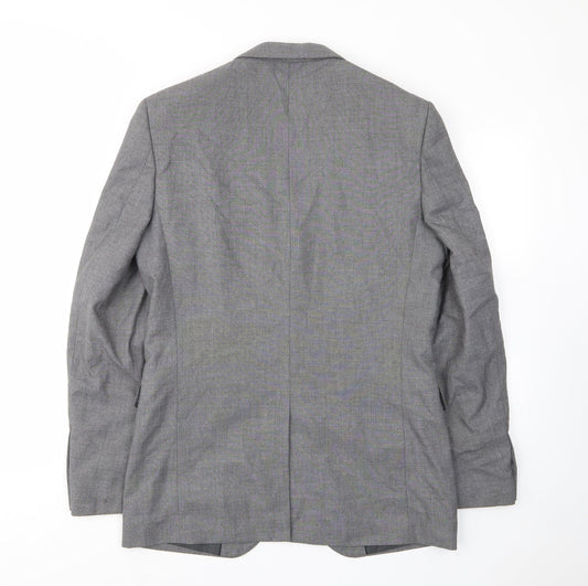 Limited Collection Mens Grey Polyester Jacket Suit Jacket Size 38 Regular - Inside pockets