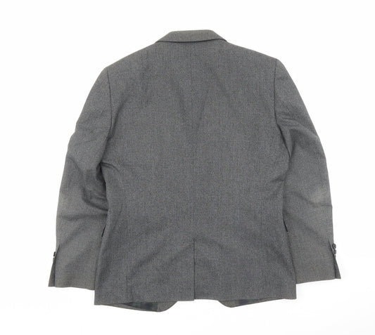 NEXT Mens Grey Geometric Polyester Jacket Suit Jacket Size 40 Regular