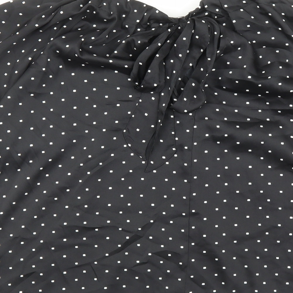Marks and Spencer Womens Black Geometric Polyester Basic Blouse Size 12 Round Neck