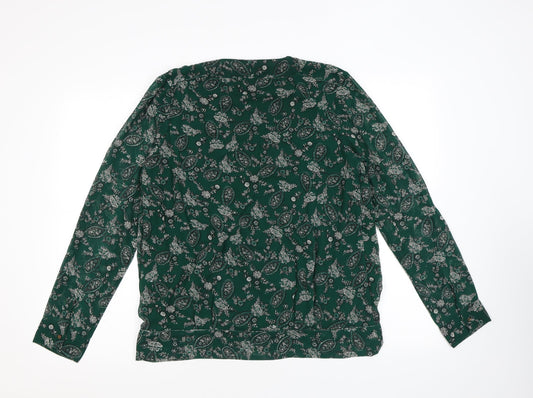Amichi Womens Green Paisley Polyester Wrap Blouse Size M V-Neck