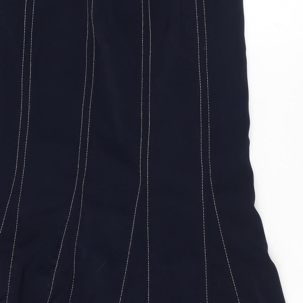Maureen Short Womens Blue Striped Polyester Trumpet Skirt Size 12 Zip - Contrast Stitching