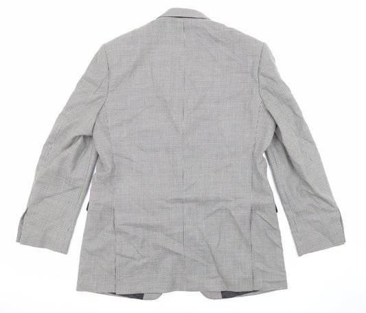 Marks and Spencer Mens Black Geometric Wool Jacket Suit Jacket Size 42 Regular