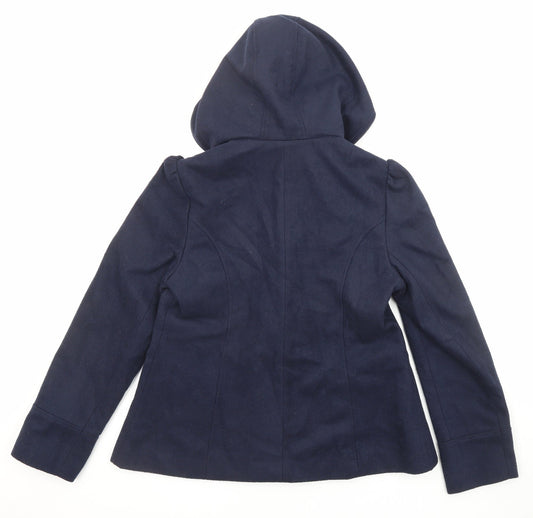 New Look Womens Blue Overcoat Coat Size 14 Button