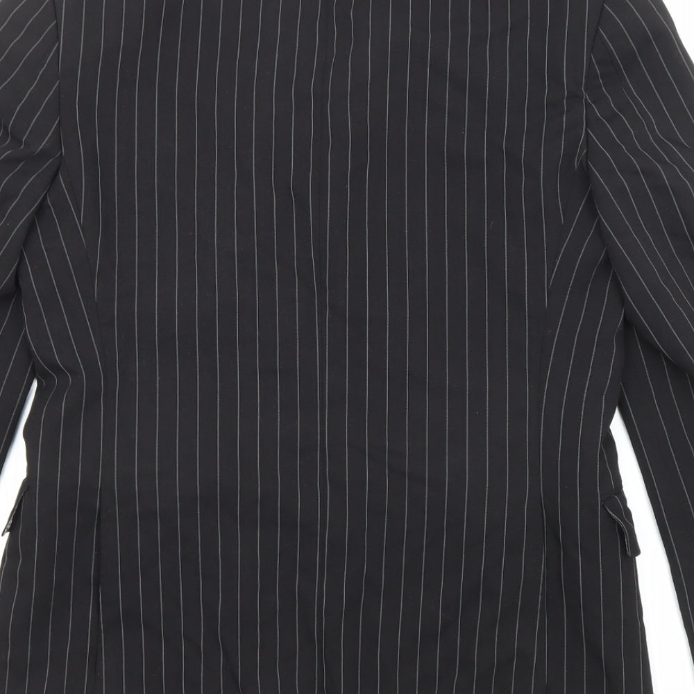 River Island Mens Black Striped Polyester Jacket Suit Jacket Size 36 Regular