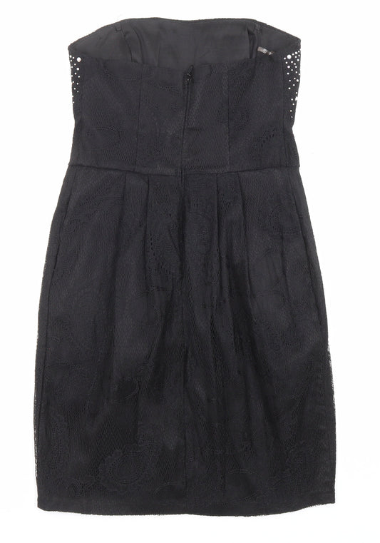 Pink Boom Womens Black Polyester A-Line Size L Off the Shoulder Zip - Jewels