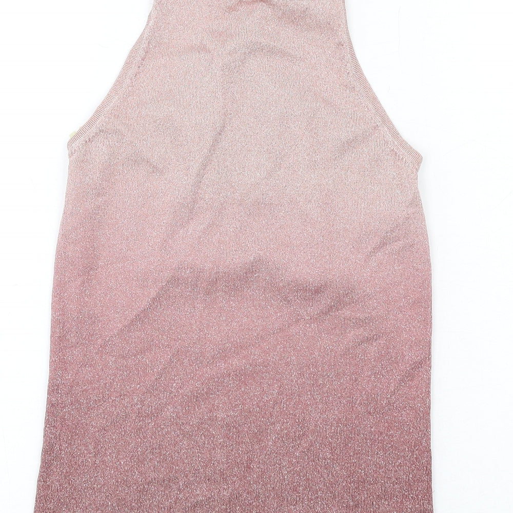 NEXT Womens Pink Viscose Basic Tank Size 8 Round Neck - Keyhole neck