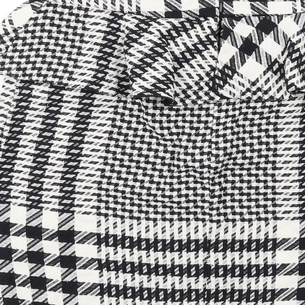 Zara Womens Black Geometric Cotton Straight & Pencil Skirt Size S Zip - Peplum