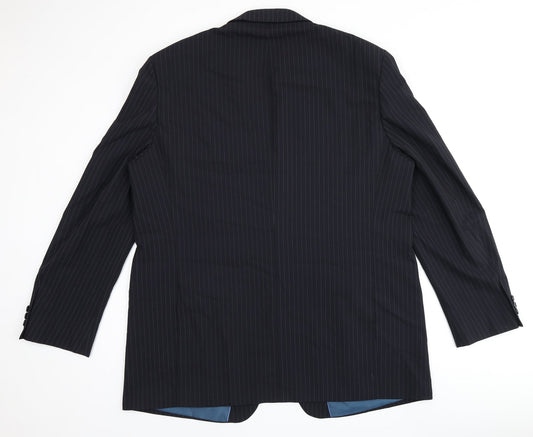 Marks and Spencer Mens Blue Striped Polyester Jacket Suit Jacket Size 48 Regular