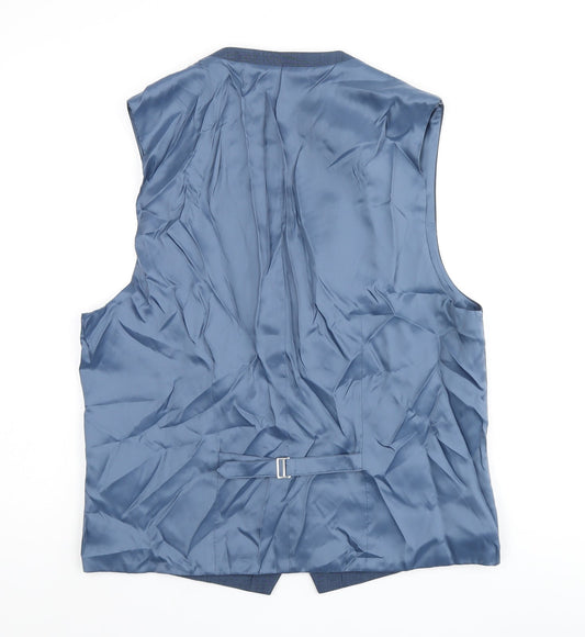Fellini Mens Blue Polyester Jacket Suit Waistcoat Size 40 Regular