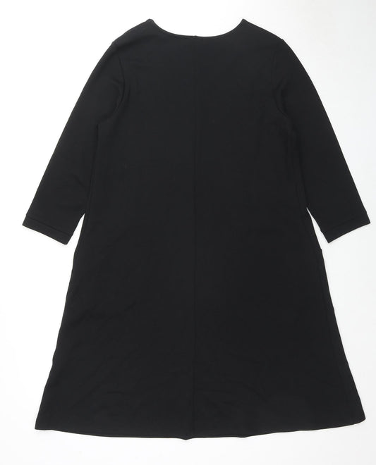 BPC Collection Womens Black Polyester A-Line Size M Round Neck Pullover