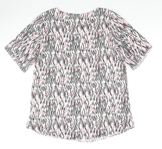 BASSINI Womens Multicoloured Animal Print Polyester Basic T-Shirt Size M Round Neck - Zebra Print