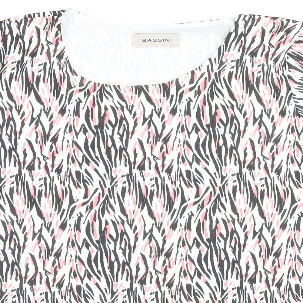 BASSINI Womens Multicoloured Animal Print Polyester Basic T-Shirt Size M Round Neck - Zebra Print