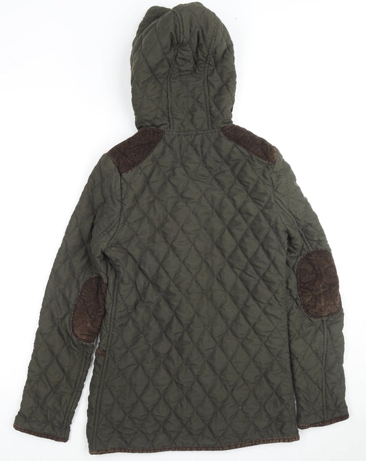 ASOS Womens Green Quilted Coat Size 6 Button