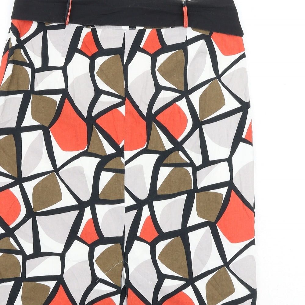 Marks and Spencer Womens Multicoloured Geometric Cotton A-Line Skirt Size 10 Tie
