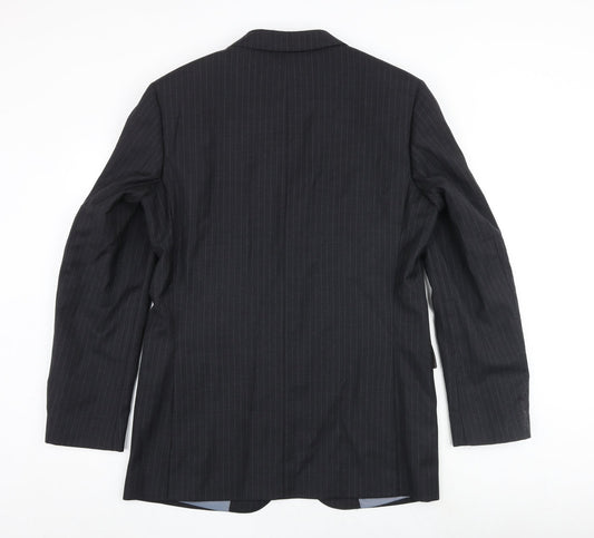 Samuel Windsor Mens Grey Striped Wool Jacket Blazer Size 40 Regular - Inside pockets