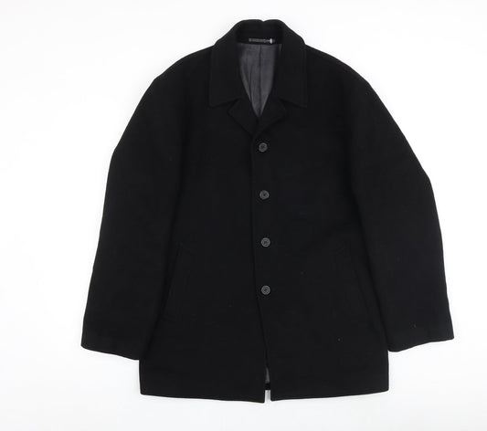 Anthony De Mano Mens Black Pea Coat Coat Size S Button