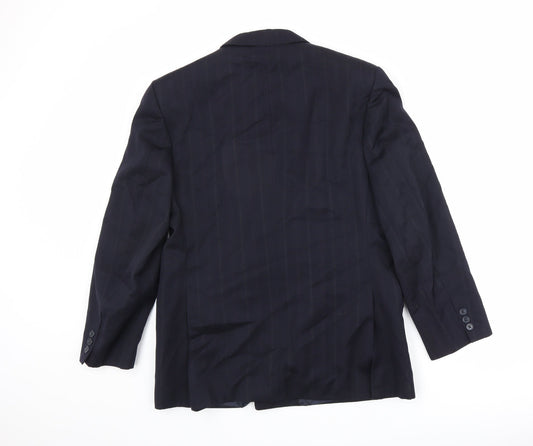 MR Harry Mens Blue Striped Polyester Jacket Suit Jacket Size 42 Regular