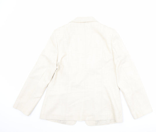 EWM Womens Beige Jacket Blazer Size 12 Hook & Eye