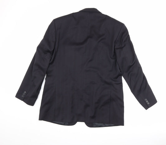 Marks and Spencer Mens Black Striped Polyester Jacket Suit Jacket Size 42 Regular