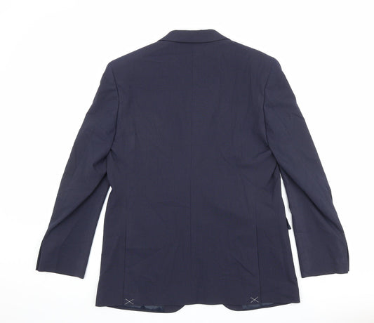 Marks and Spencer Mens Blue Striped Polyester Jacket Suit Jacket Size 42 Regular