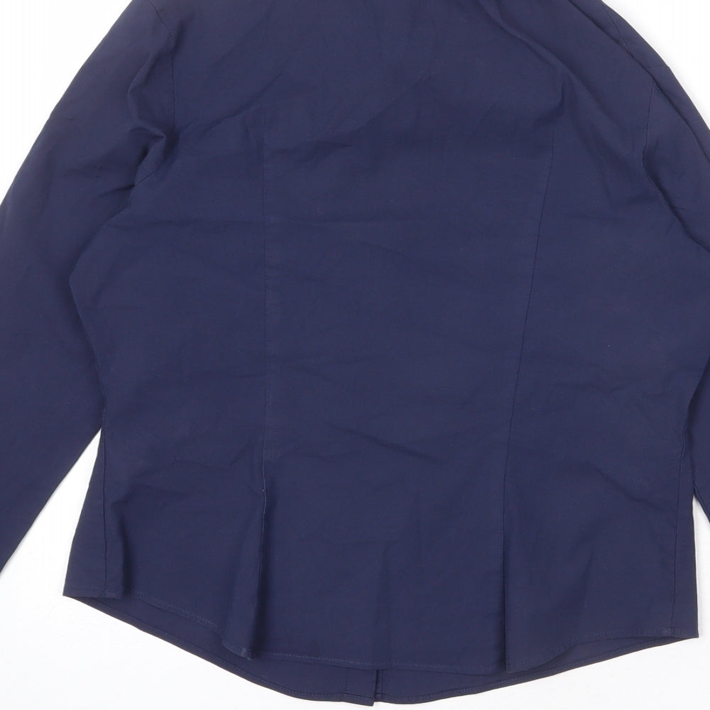 St Michael Womens Blue Cotton Basic Button-Up Size 8 Collared - Short Length