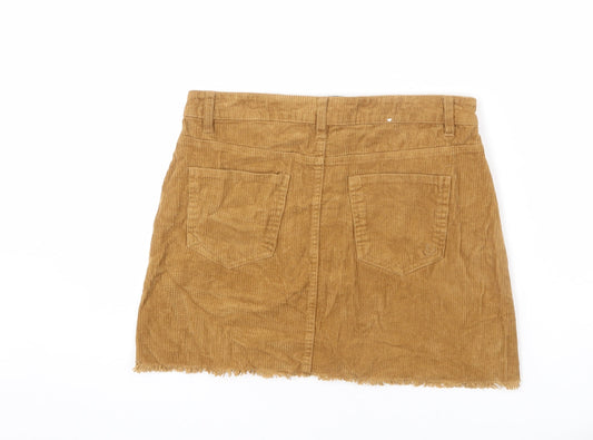 Indigo Rein Womens Brown Cotton A-Line Skirt Size 27 in Button - Frayed Hems