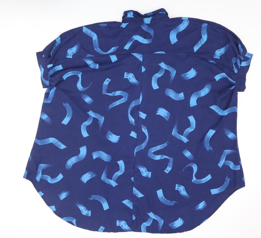 Womens UK Size 12 JD Williams Blue Polyester Button-Up