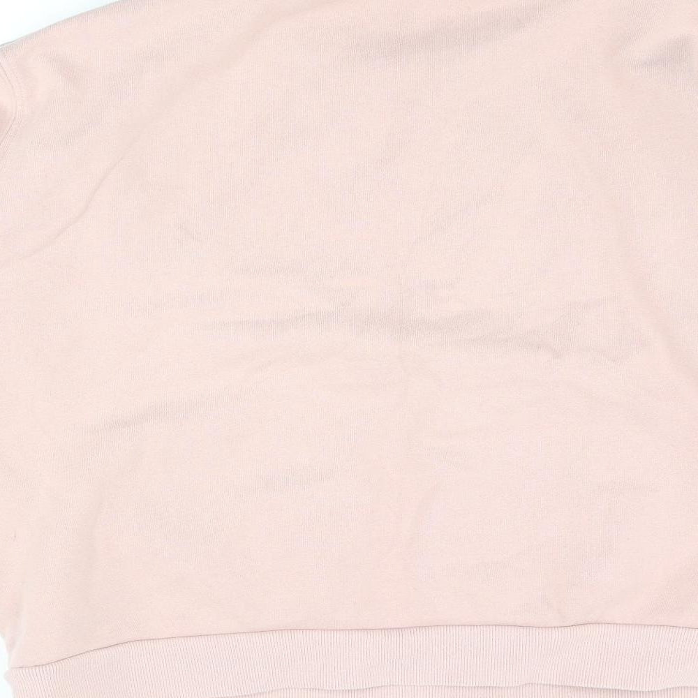 Brand and care label for Ellesse women’s pink cotton pullover sweatshirt, size UK 12, pullover - logo
