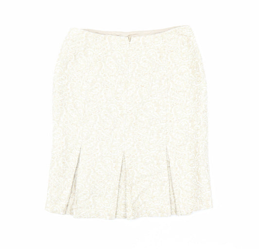 Ann Taylor Womens Beige Geometric Cotton Straight & Pencil Skirt Size 4 Zip