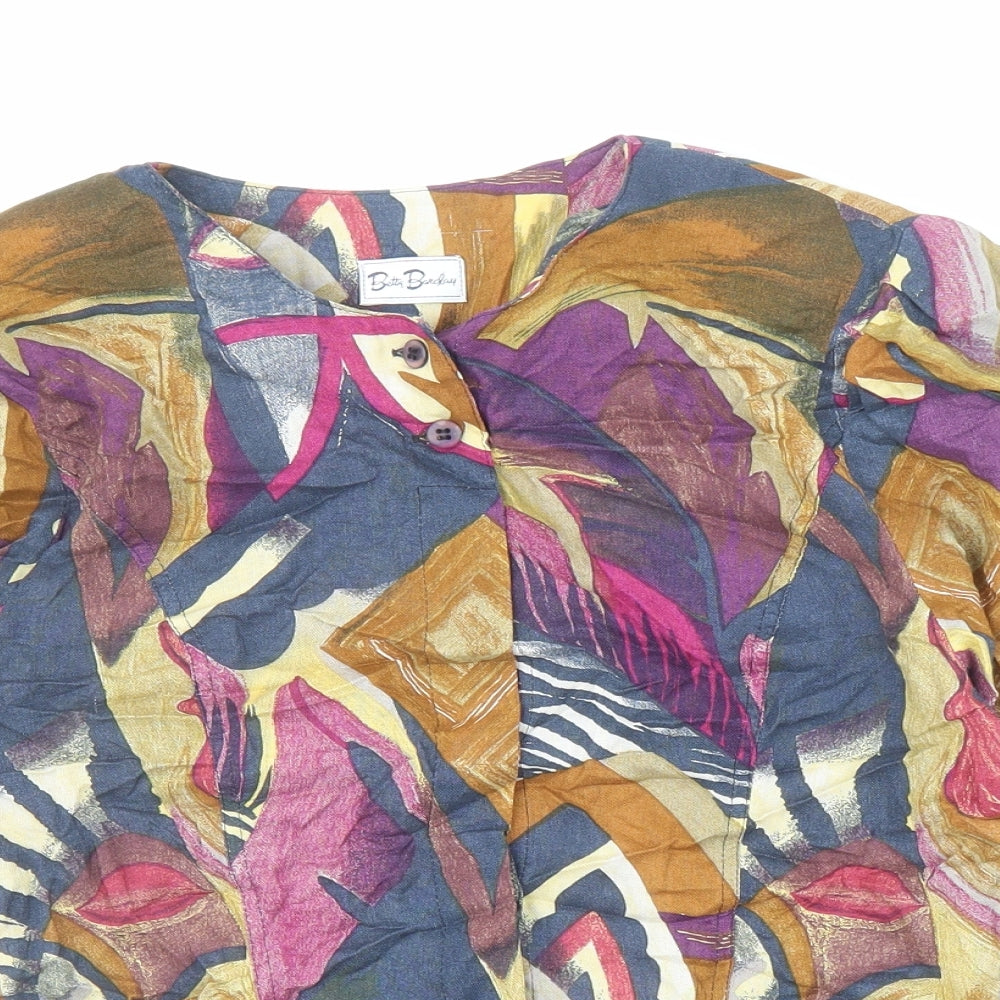 Betty Barclay Womens Multicoloured Geometric Viscose Basic Button-Up Size 10 Round Neck