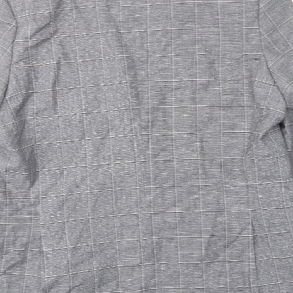 Marks and Spencer Mens Grey Plaid Wool Jacket Suit Jacket Size 44 Regular - Inside pockets