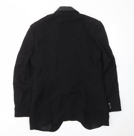 Hodges Mens Black Wool Jacket Suit Jacket Size 40 Regular - Inside pockets