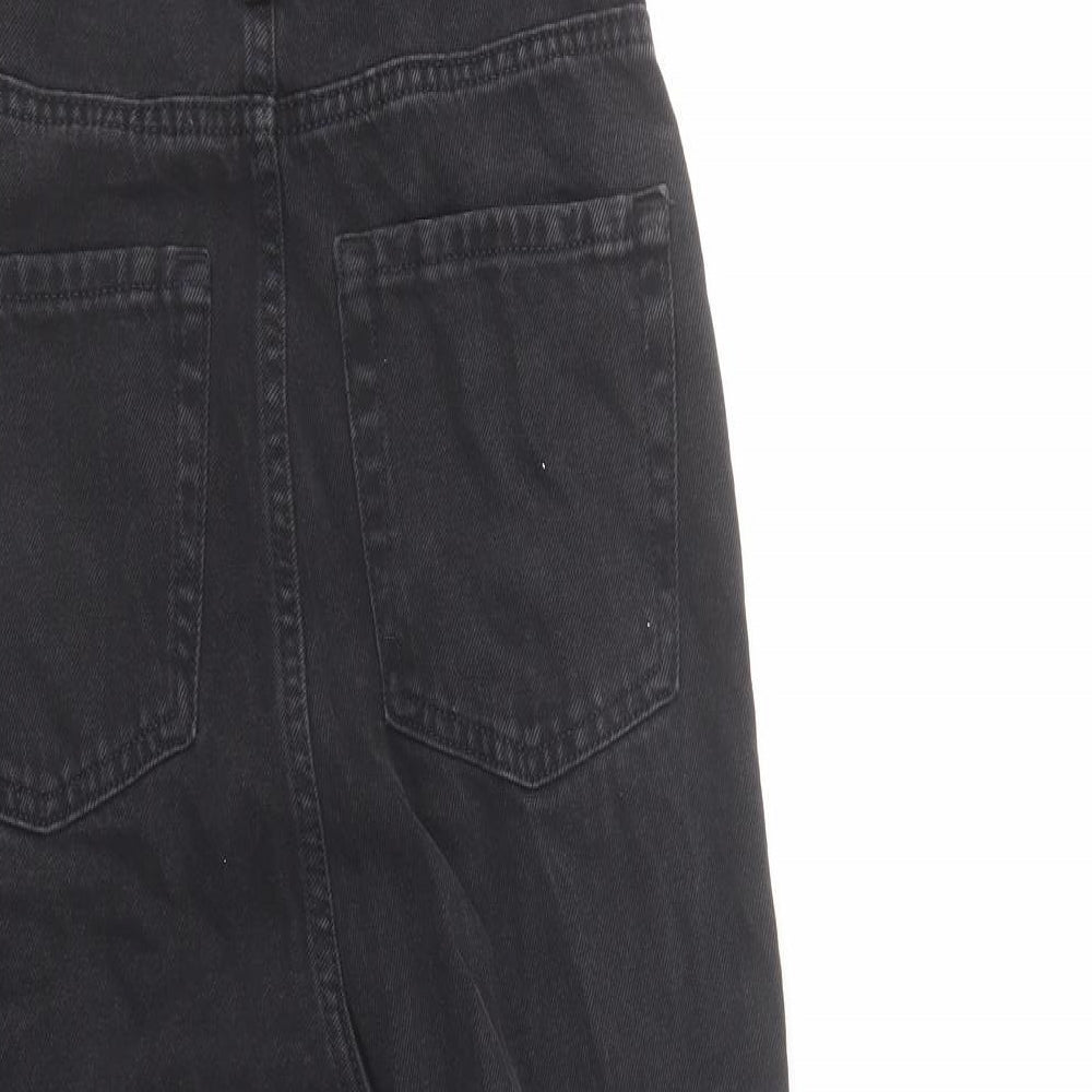 Brand and care label for Denim & Co. women’s black cotton straight jeans, size UK 4, 28-inch leg regular button - dungarees