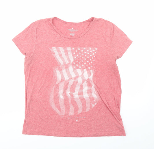 Womens UK Size L American Eagle Outfitters Pink Cotton T-Shirt