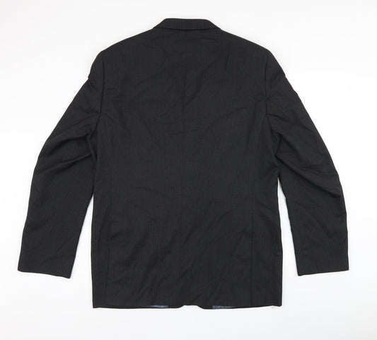 NEXT Mens Black Striped Polyester Jacket Suit Jacket Size 42 Regular