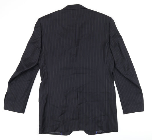 Daniel Hetcher Mens Black Striped Polyester Jacket Suit Jacket Size 38 Regular