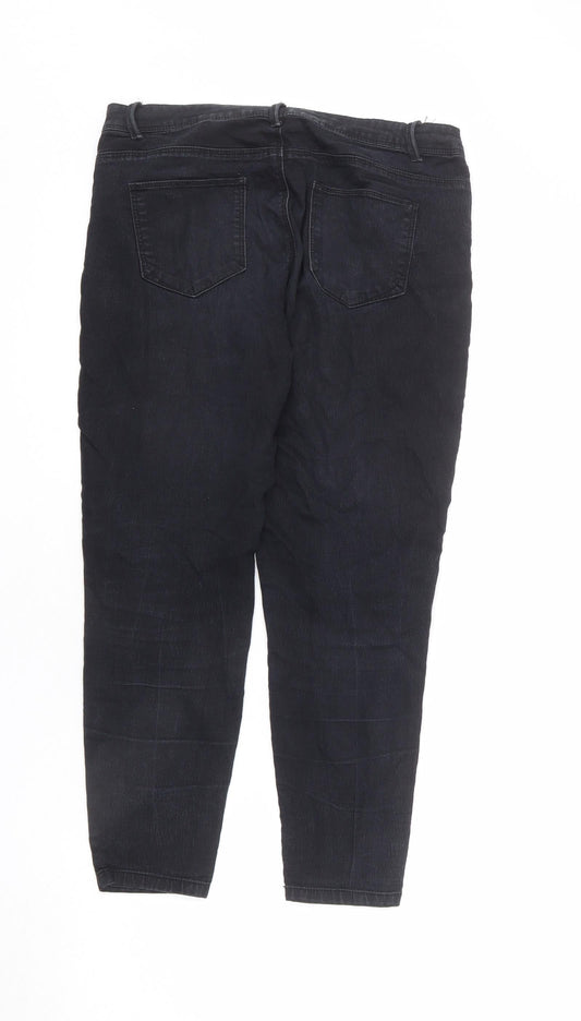 Denim & Co. Womens Black Cotton Skinny Jeans Size 12 L23 in Regular Zip - Short
