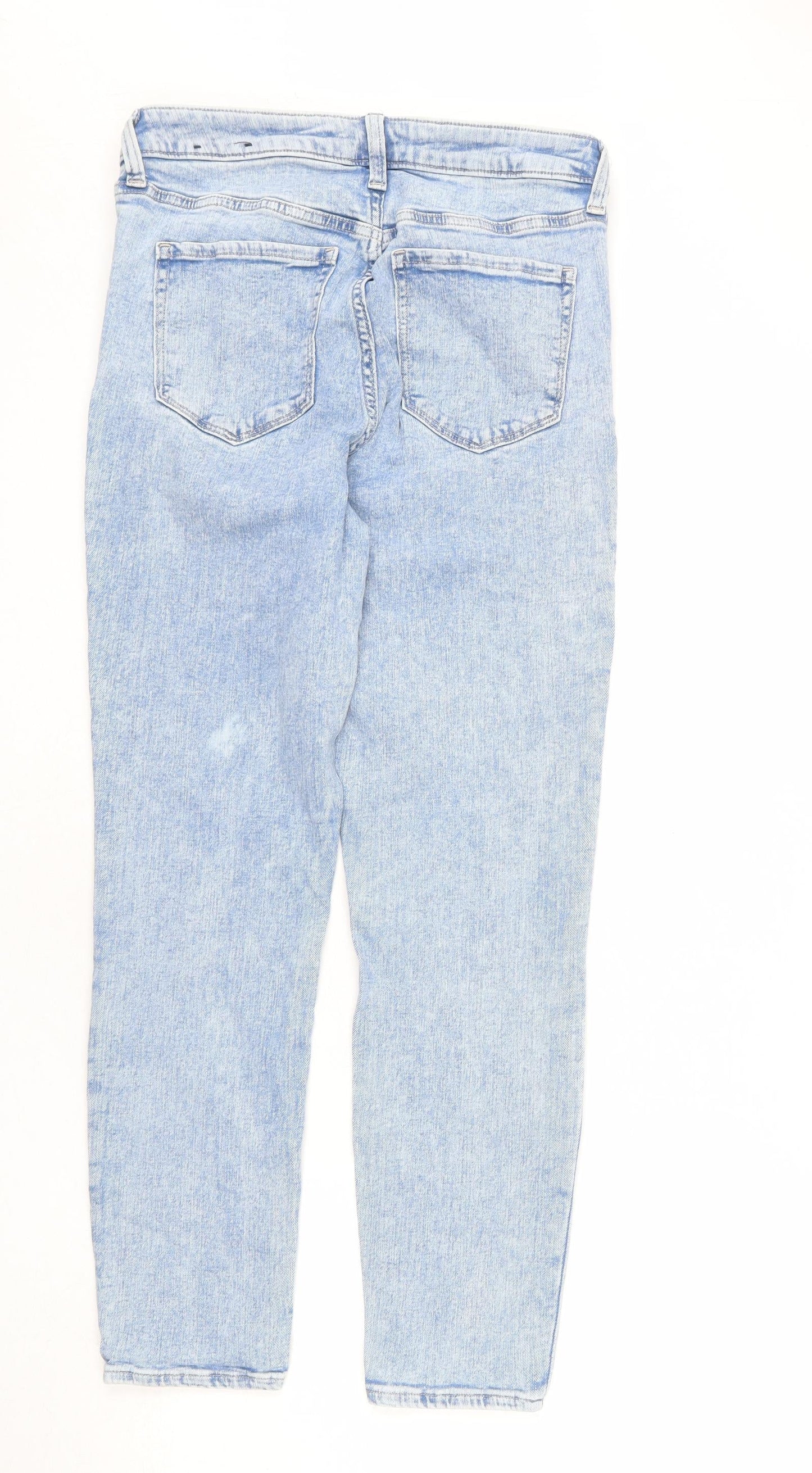 Gap Womens Blue Cotton Skinny Jeans Size 10 L30 in Regular Zip - Acid Wash Effect