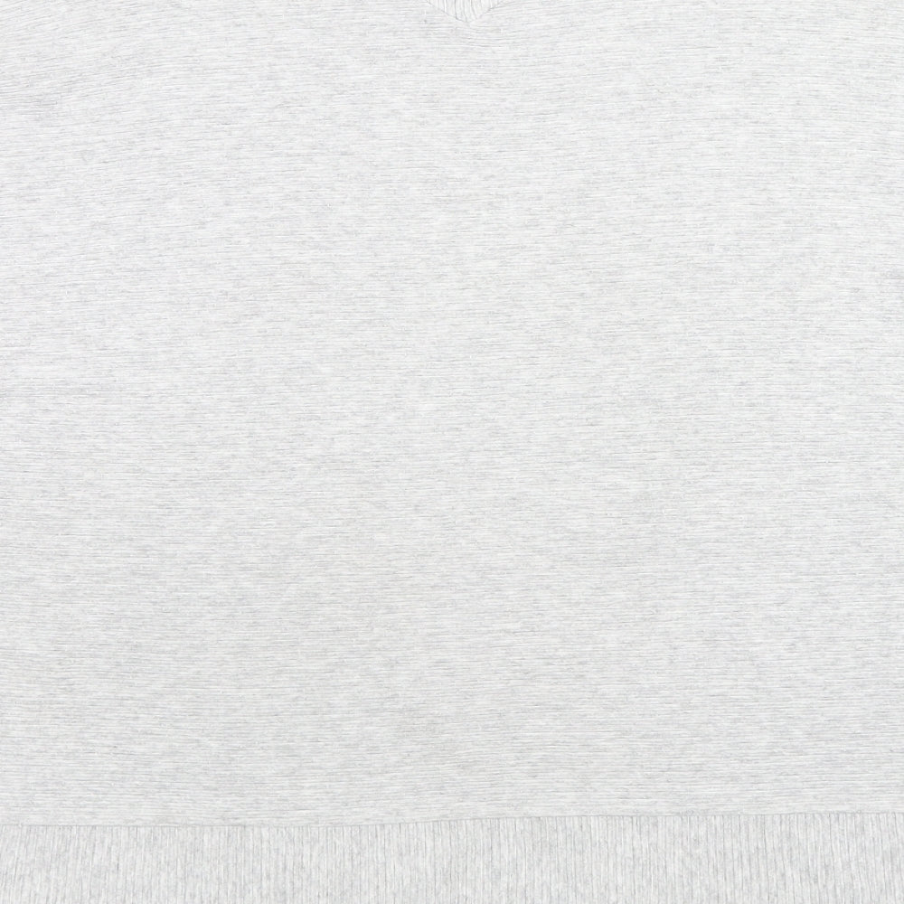 Brand and care label for French Connection women’s grey viscose pullover sweatshirt, size S, pullover