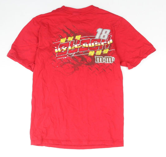 Chase Boys Red Cotton Basic T-Shirt Size S Round Neck Pullover - Joe Gibbs Racing M&M's